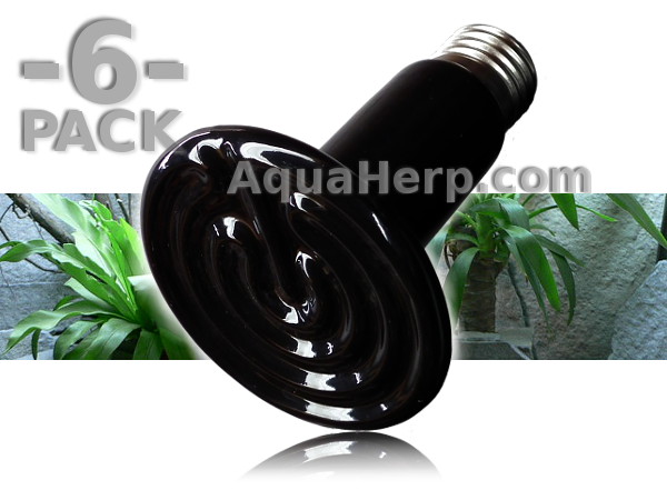 Ceramic Heat Bulb E27 Flat 75W Black / 6-PACK